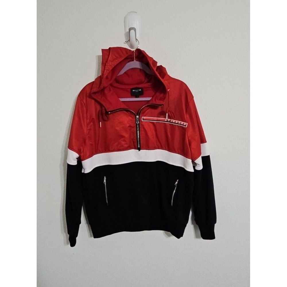 Rockstar original pull over Hoodie jacket Women Size L Black Red